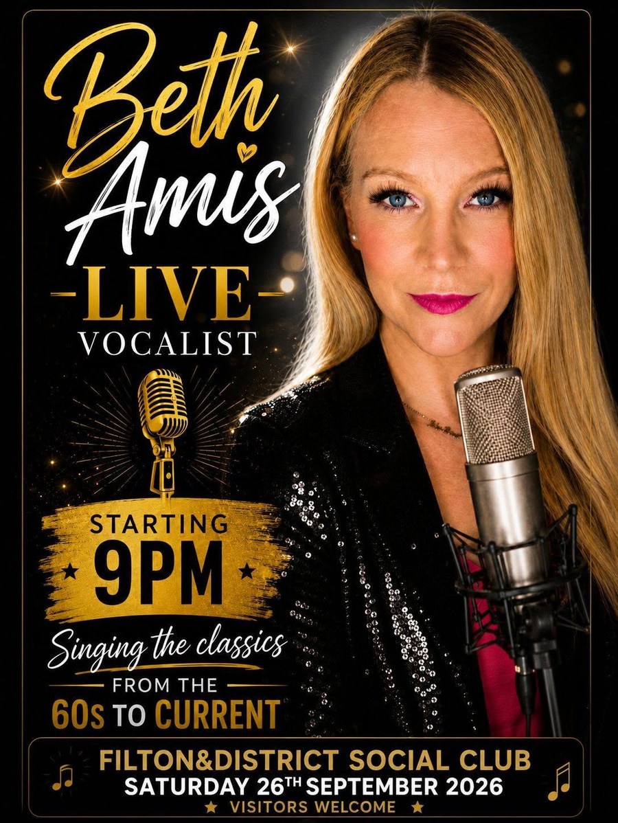 Poster for Beth Amis at Filton & District Social Club