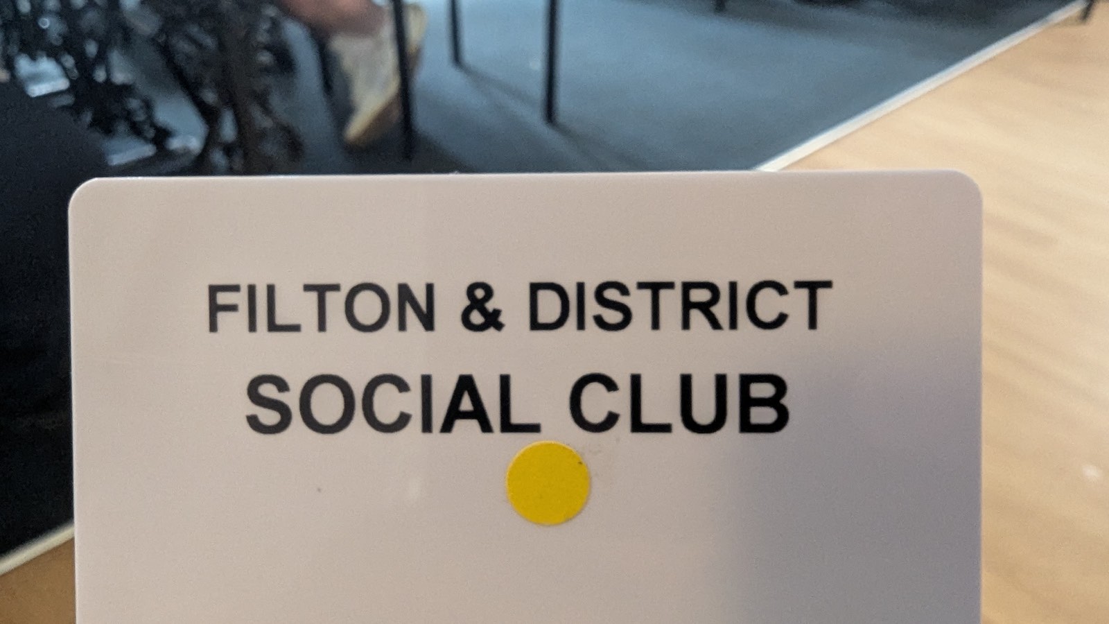 Filton & District Social Club membership card